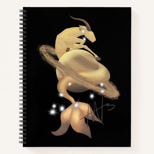 Steenbok Saturnus Zodiac Spiral Notitieboek (Voorkant)