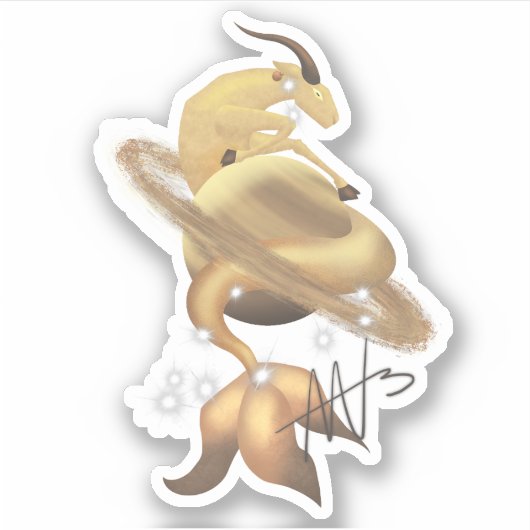 Steenbok Saturnus Zodiac Sticker (Voorkant)