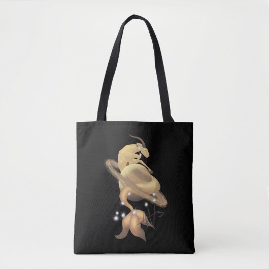 Steenbok Saturnus Zodiac Tote Bag (Voorkant)