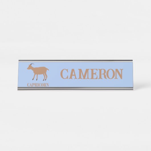 Steenbok Star Sign Geit Aangepaste naam Bureau Naambordje (Voorkant)