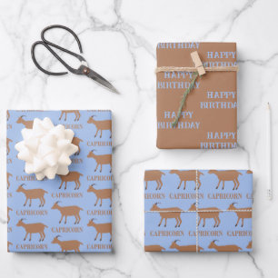 Steenbok Star Sign Geit Aangepaste Verjaardag Inpakpapier Vel
