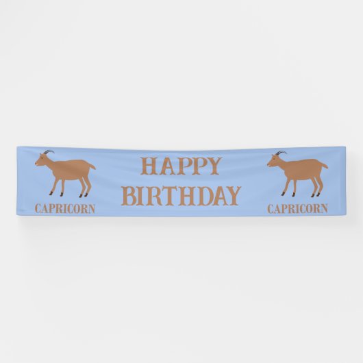 Steenbok Star Sign Geit Aangepaste Verjaardag Spandoek (Horizontaal)