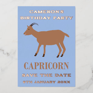 Steenbok Star Sign Geit Custom Verjaardag Party Folie Feestdagenkaart