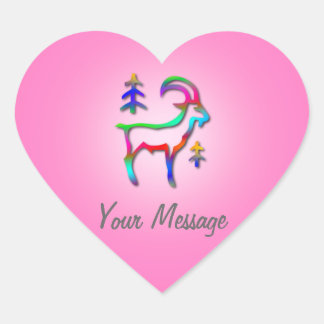 Steenbok Sterren Teken Regenboog Geit Roze Hart Sticker
