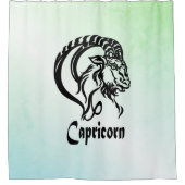 Steenbok Sterrenbeeld en Symbool Groen Douchegordijn (Voorkant)