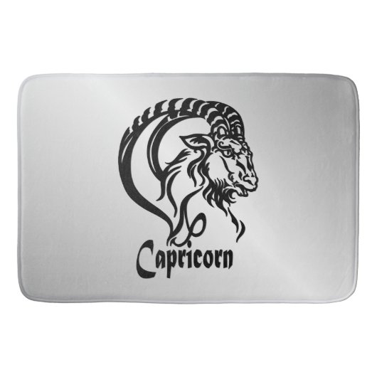 Steenbok Sterrenbeeld en Symbool Zilver Badmat (Voorkant)
