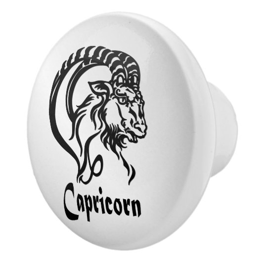 Steenbok Sterrenbeeld en Symbool Zilver Keramische Knop (Rechts)
