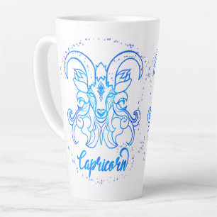 Steenbok sterrenbeeld helder lichtblauw glitters latte mok