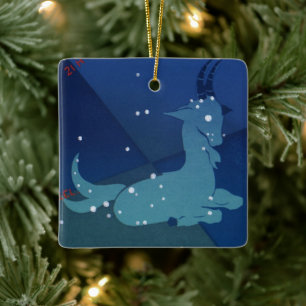 Steenbok sterrenbeeld, Vintage Zodiac, Astrologie Keramisch Ornament