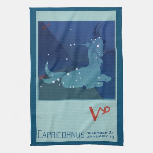 Steenbok sterrenbeeld, Vintage Zodiac, Astrologie Theedoek (Verticaal)