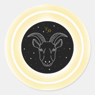 Steenbok Symbool – Minimaal Astrologie Embleem Ronde Sticker