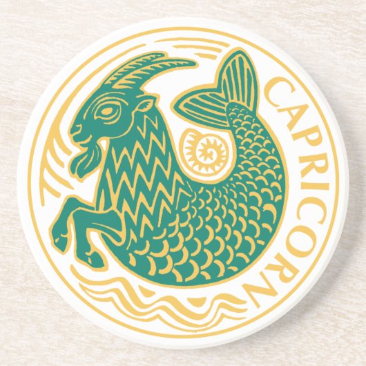 Steenbok Teken van de Dierenriem op een Zandsteen Onderzetter (Voorkant)