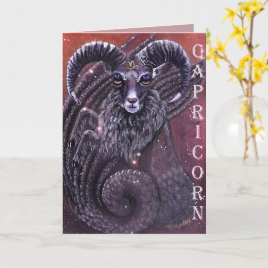 Steenbok Verjaardag Kaart (Gele Bloem)