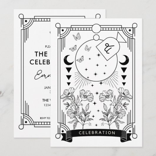 Steenbok verjaardag viering uitnodiging (Voorkant / Achterkant)