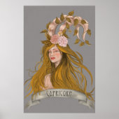 Steenbok Vrouw Fantasy Acryl Wandkunst Poster (Voorkant)