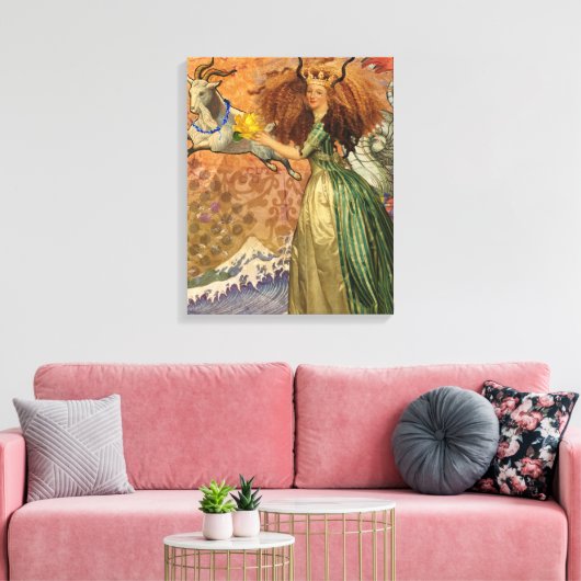 Steenbok Vrouw Geit Whimsical Plezier Canvas Afdruk (Insitu (Woonkamer))