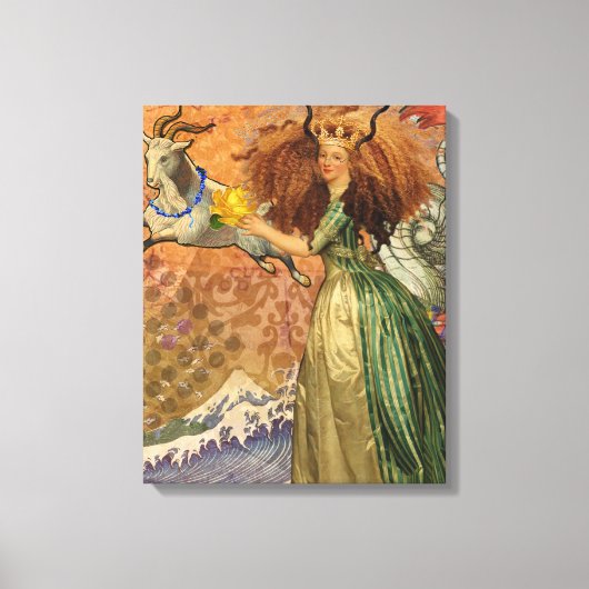 Steenbok Vrouw Geit Whimsical Plezier Canvas Afdruk (Voorkant)