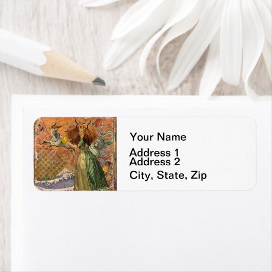 Steenbok Vrouw Geit Whimsical Plezier Etiket (Insitu)