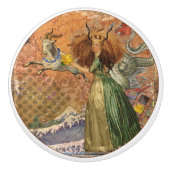 Steenbok Vrouw Geit Whimsical Plezier Keramische Knop (Voorkant)