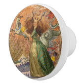 Steenbok Vrouw Geit Whimsical Plezier Keramische Knop (Rechts)