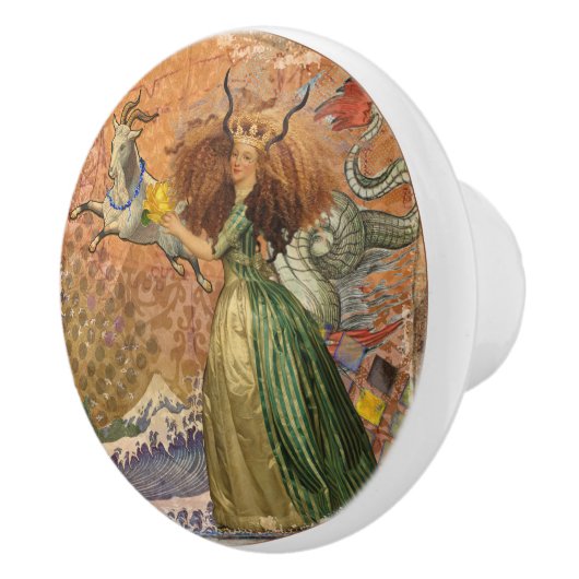 Steenbok Vrouw Geit Whimsical Plezier Keramische Knop (Rechts)