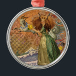 Steenbok Vrouw Geit Whimsical Plezier Metalen Ornament<br><div class="desc">Een geweldig klein afbeelding voor iedereen die op zoek is naar een andere moderne manier om een Capricorn aan te nemen - de dame heeft een staart en laat een vliegende geit los! Een surrealistische,   collage die een geweldig beetje griezelig is.</div>