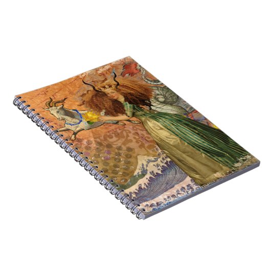 Steenbok Vrouw Geit Whimsical Plezier Notitieboek (Rechterzijde)