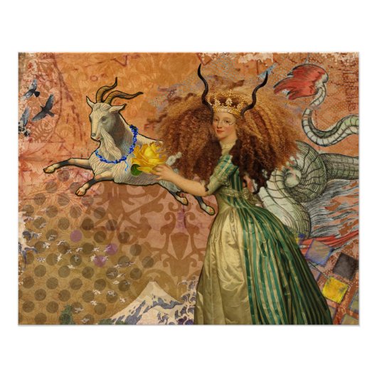 Steenbok Vrouw Geit Whimsical Plezier Poster (Voorkant)
