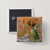 Steenbok Vrouw Geit Whimsical Plezier Vierkante Button 5,1 Cm (Voorkant /achterkant)