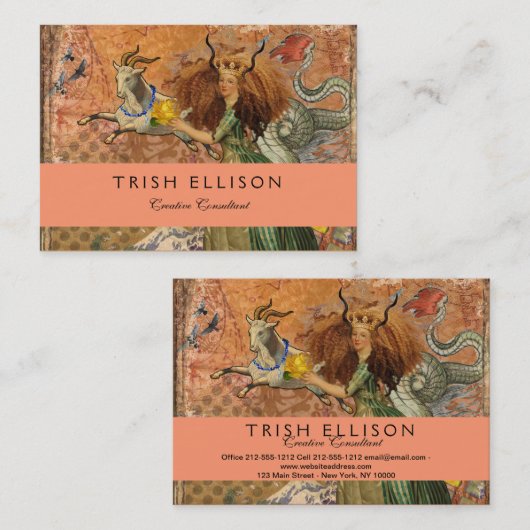 Steenbok Vrouw Geit Whimsical Plezier Visitekaartje (Voorkant / Achterkant)