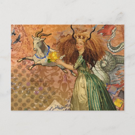 Steenbok Vrouw Geit Whimsiek Fun Briefkaart (Voorkant)