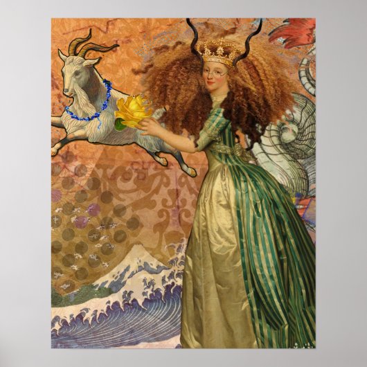 Steenbok Vrouw Geit Whimsiek Fun Poster (Voorkant)