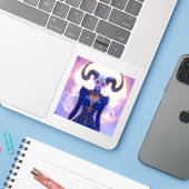Steenbok Vrouw Sticker (Laptop met iPhone)