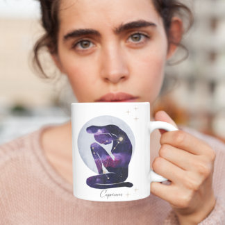 Steenbok Vrouwelijk Blauw Paarse Zodiac Design Koffiemok
