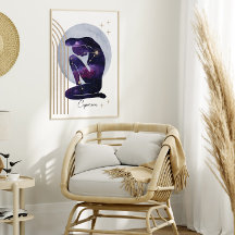 Steenbok Vrouwelijk Blauw Paarse Zodiac Design