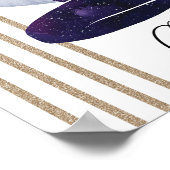 Steenbok Vrouwelijk Blauw Paarse Zodiac Design Poster (Hoek)