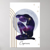 Steenbok Vrouwelijk Blauw Paarse Zodiac Design Poster (Voorkant)