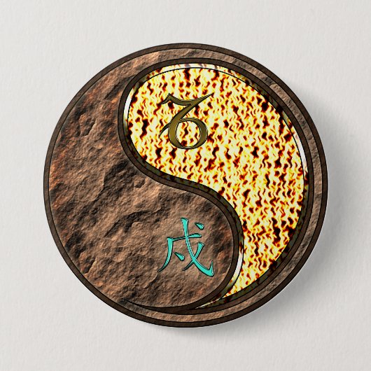 Steenbok & Vuur Hond Ronde Button 7,6 Cm (Voorkant)