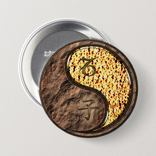 Steenbok & Vuur Rat Ronde Button 7,6 Cm (Voorkant /achterkant)