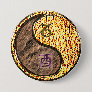 Steenbok & Vuurhaan Ronde Button 7,6 Cm