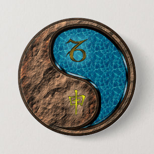 Steenbok & Water Aap Ronde Button 7,6 Cm
