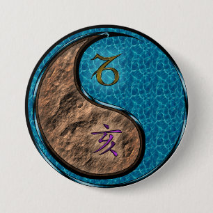 Steenbok & Water Everzwijn Ronde Button 7,6 Cm