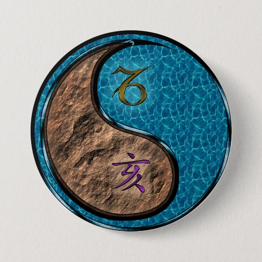 Steenbok & Water Everzwijn Ronde Button 7,6 Cm (Voorkant)