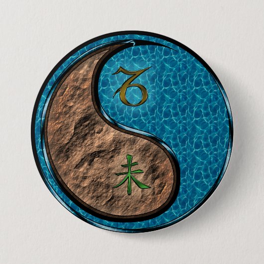 Steenbok & Water Geit Ronde Button 7,6 Cm (Voorkant)