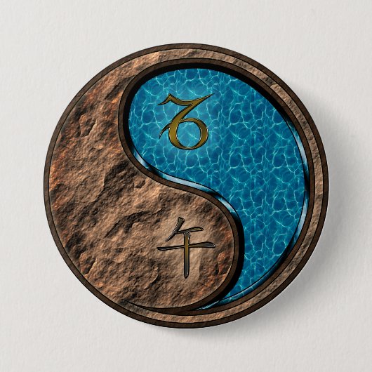 Steenbok & Water Paard Ronde Button 7,6 Cm (Voorkant)
