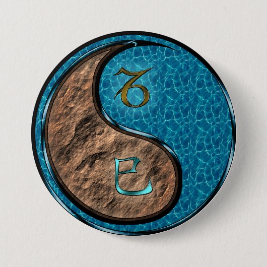 Steenbok & Water Slang Ronde Button 7,6 Cm (Voorkant)