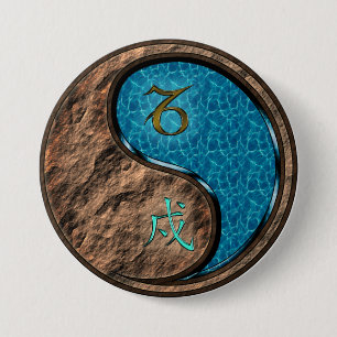 Steenbok & Waterhond Ronde Button 7,6 Cm