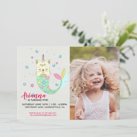 Steenbok Zeemeermin Verjaardagsfeest Uitnodiging (Staand voorkant)