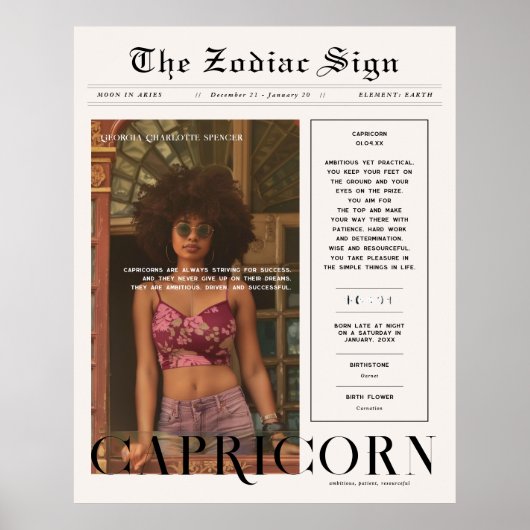 Steenbok | Zodiac Astrology Fotokrant Poster (Voorkant)