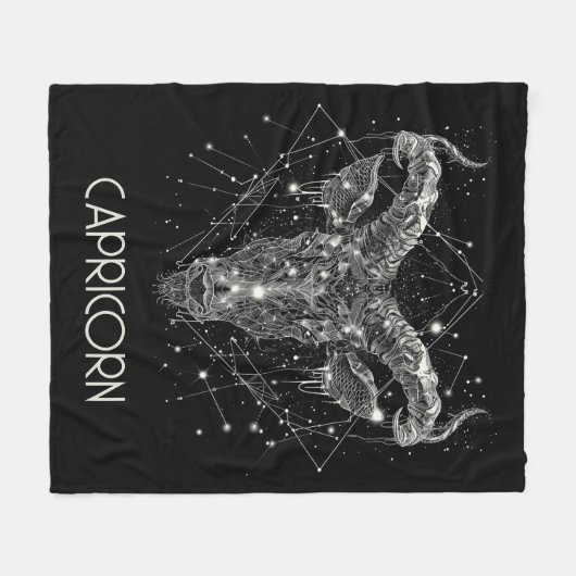 Steenbok Zodiac Constellation Fleece Deken (Voorkant (Horizontaal))